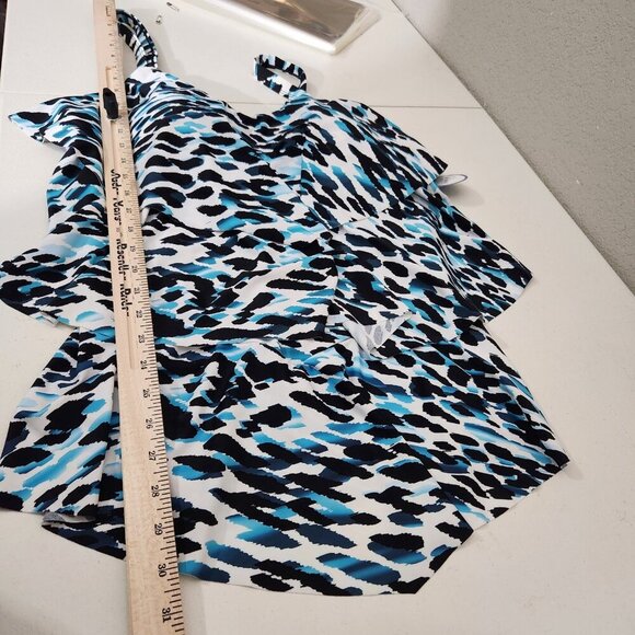 Swimsuits For All Tankini Swimsuit Womens 16 Blue Black White Tiered Layered Top - Picture 10 of 13